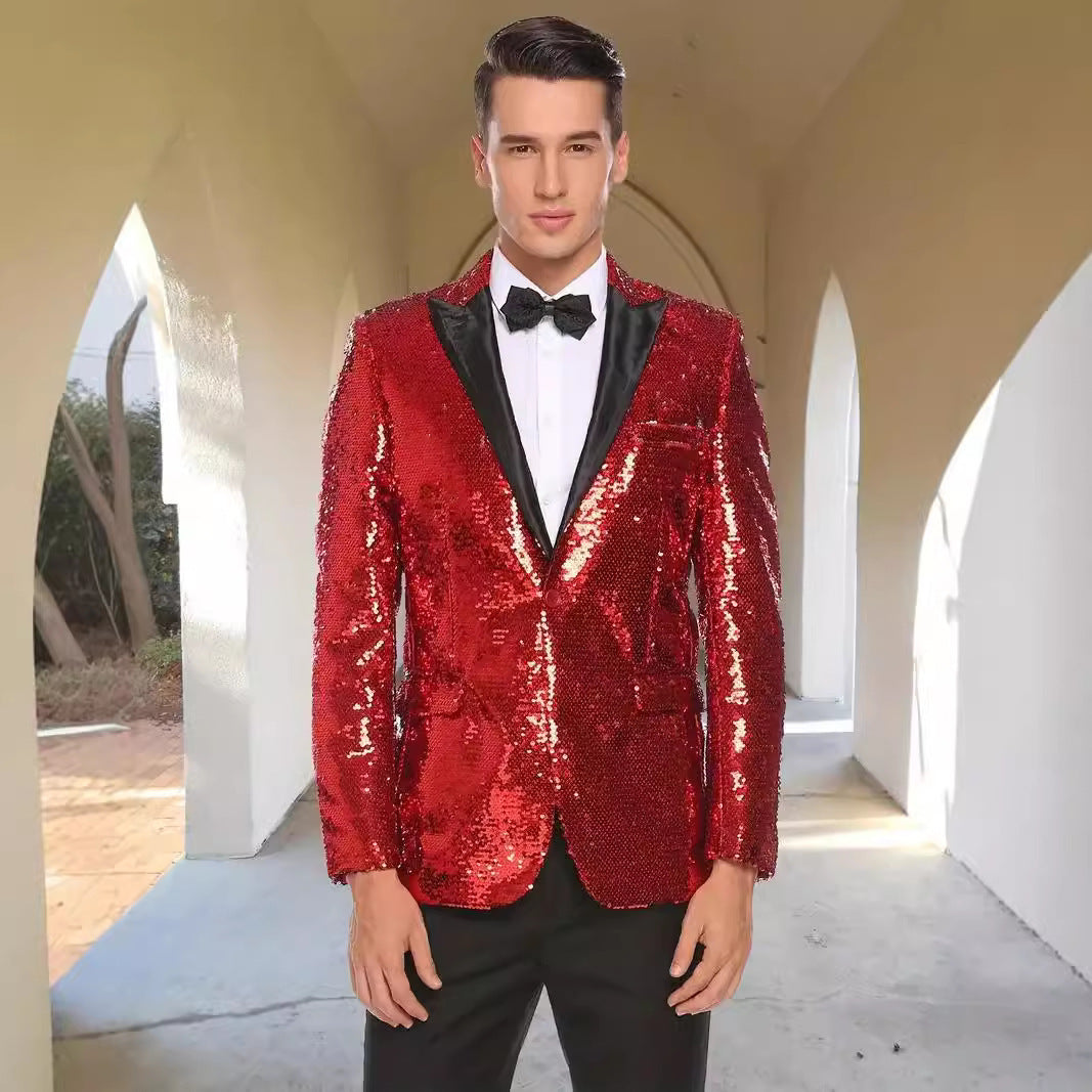 Herren Glitzernder Smokingblazer mit modernem Pailletten-Design Aliams