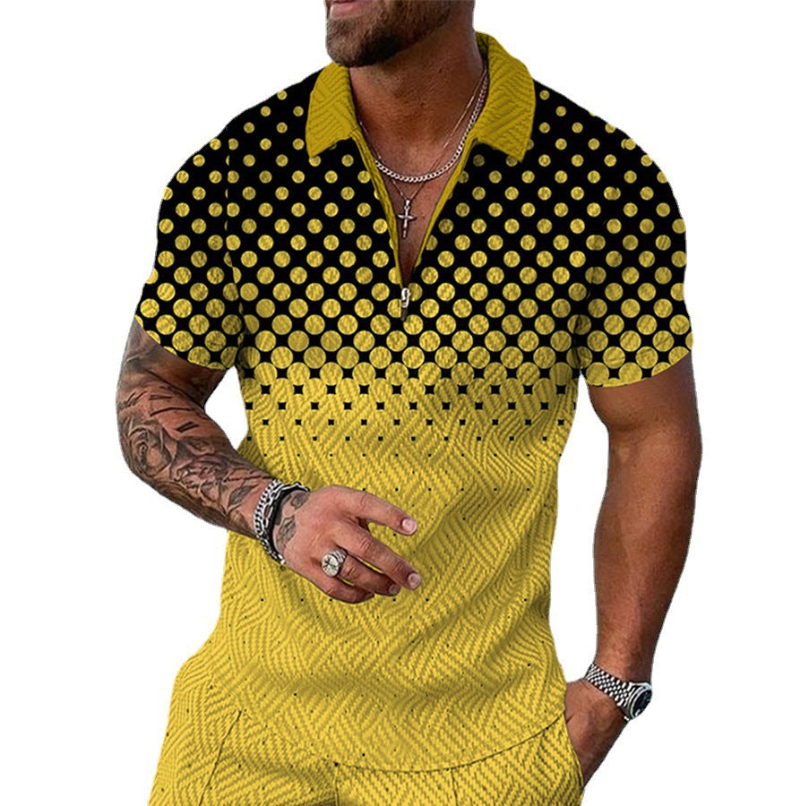 Herren Elegantes Kurzarm-Hemd mit Knopfleiste und dekorativen Mustern Aliams