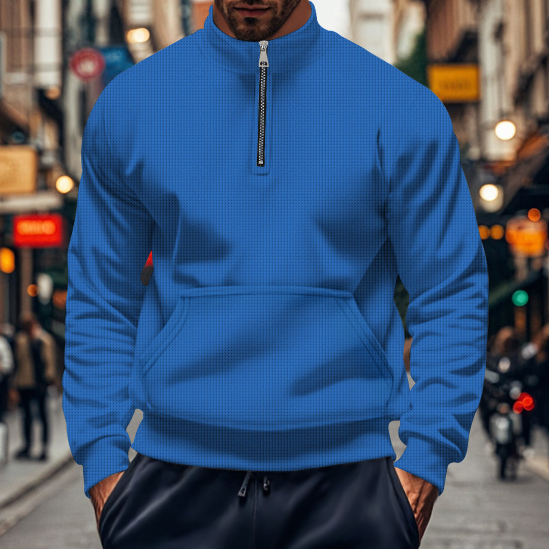 Herren stylischer Fleece-Pullover mit Reißverschluss und praktischen Taschen Aliams
