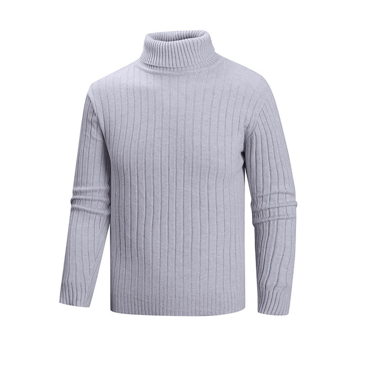 Herren eleganter Pullover mit hohem Kragen und feiner Rippenstruktur Aliams