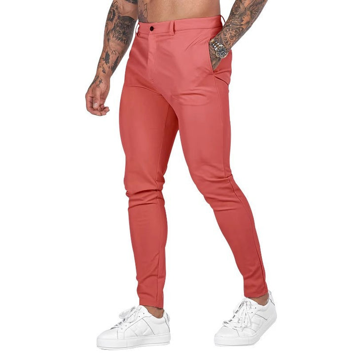 Herren elegante Slim-Fit Chinohose mit elastischem Bund und praktischen Taschen Aliams