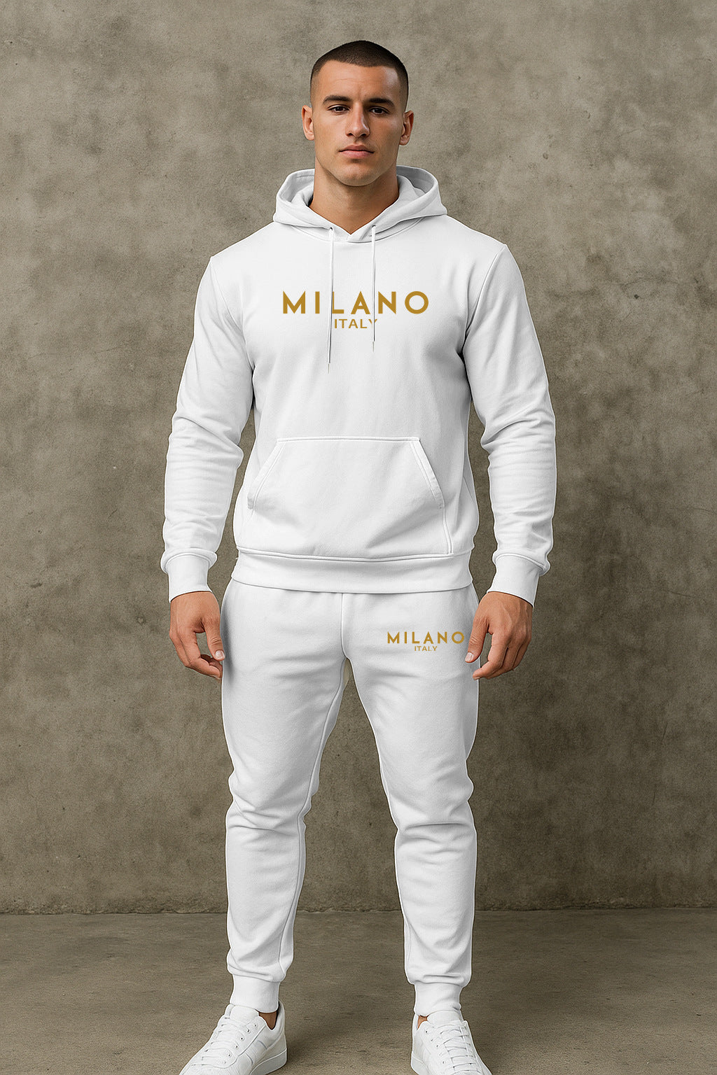 Herren Hoodie und Jogginghose Set mit stylischem Milano Print Aliams