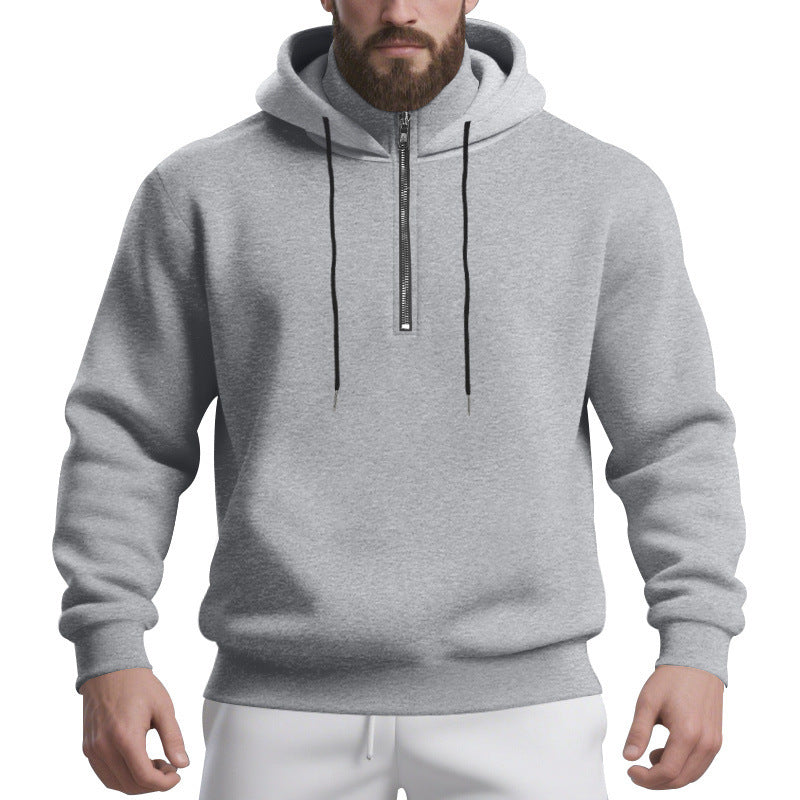 Herren sportlicher Kapuzenpullover mit halbem Reißverschluss und atmungsaktivem Stoff Aliams