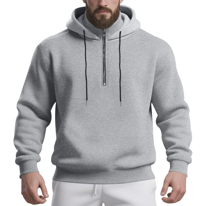 Herren sportlicher Kapuzenpullover mit halbem Reißverschluss und atmungsaktivem Stoff Aliams