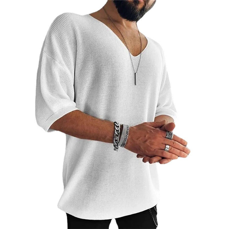 Herren Übergröße V-Ausschnitt Pullover Aliams