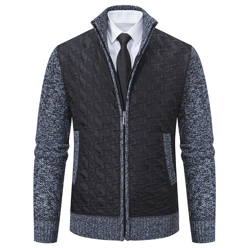 Herren elegante Hybridjacke mit Steppdesign und raffinierten Strickärmeln Aliams