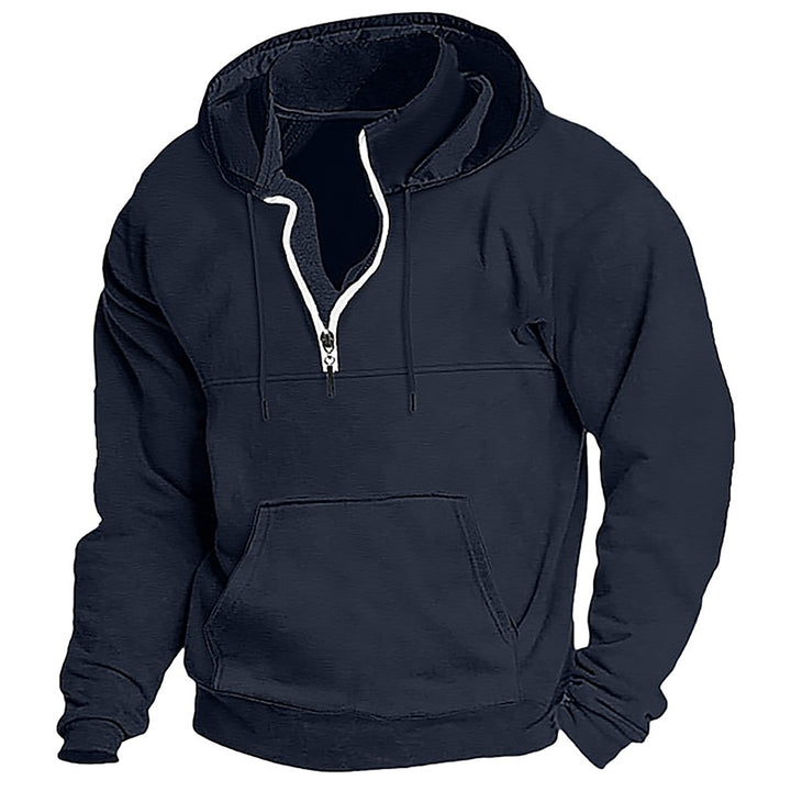 Herren Fleece Hoodie mit halbem Reißverschluss Aliams