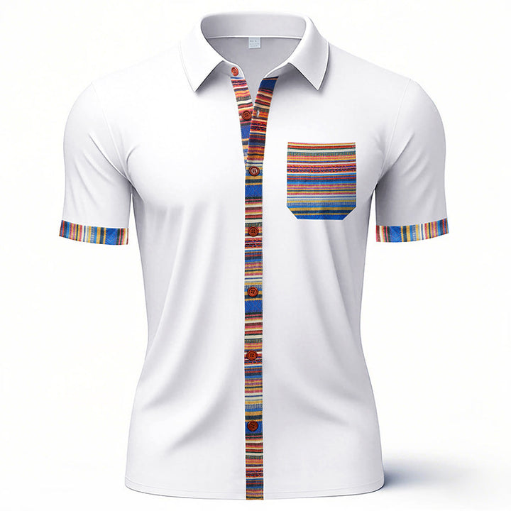 Herren Kurzarm-Hemd mit stilvollem Streifenmuster und praktischen Brusttaschen Aliams