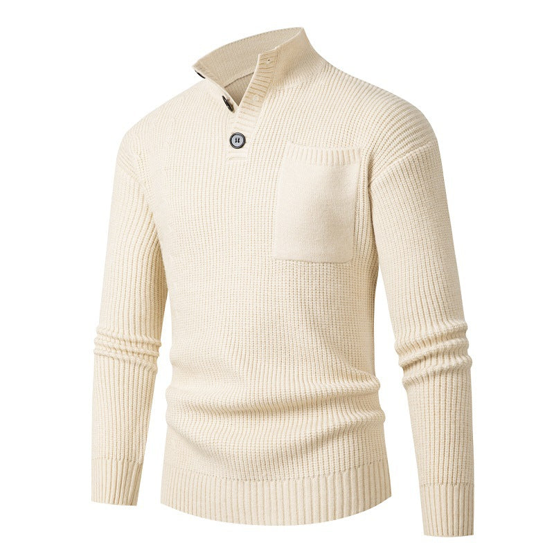 Herren Hochwertiger Pullover mit Modalmuster und Brusttasche Aliams