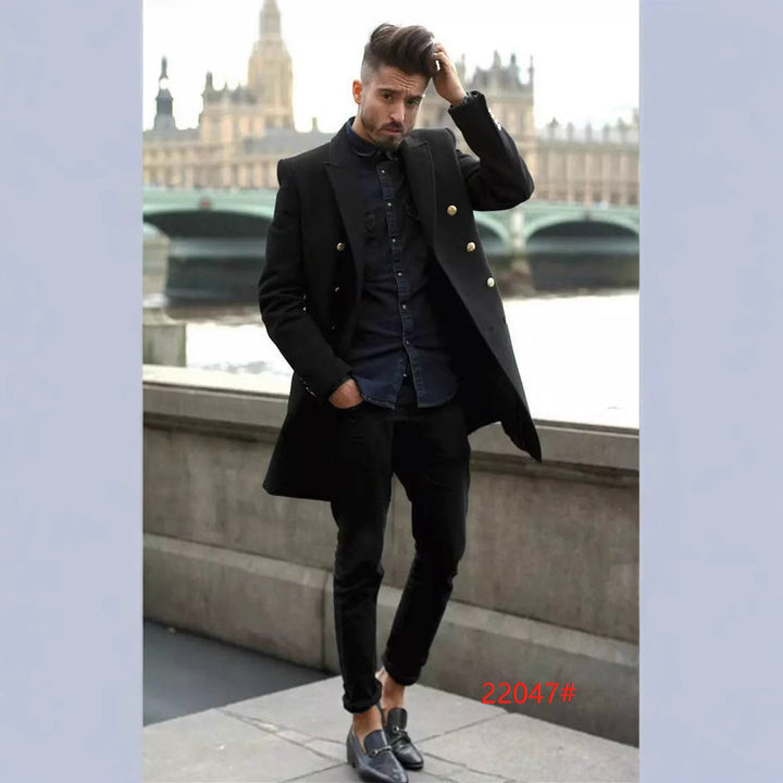 Herren eleganter Doppelreihiger Mantel Aliams