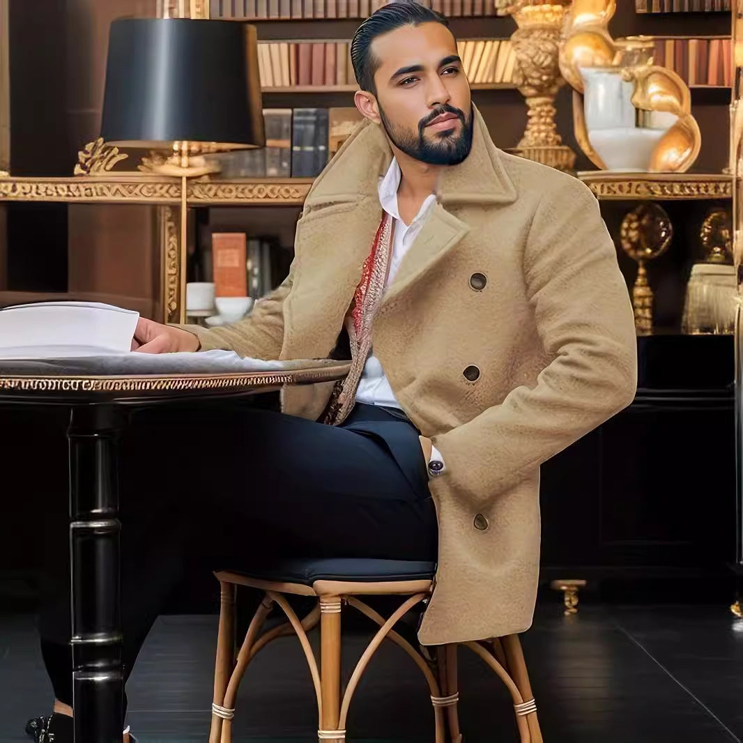 Herren eleganter und stilsicherer Peacoat mit doppelter Knopfreihe Aliams