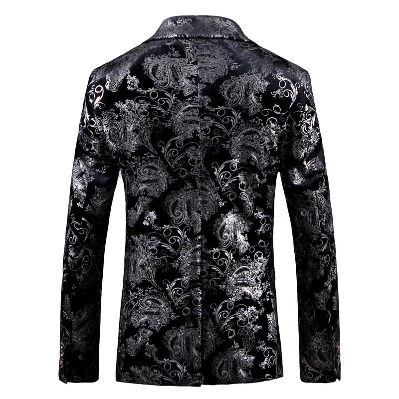 Herren eleganter Smoking-Blazer mit floralen Paillettenmustern Aliams