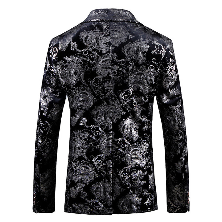 Herren eleganter Smoking-Blazer mit floralen Paillettenmustern Aliams
