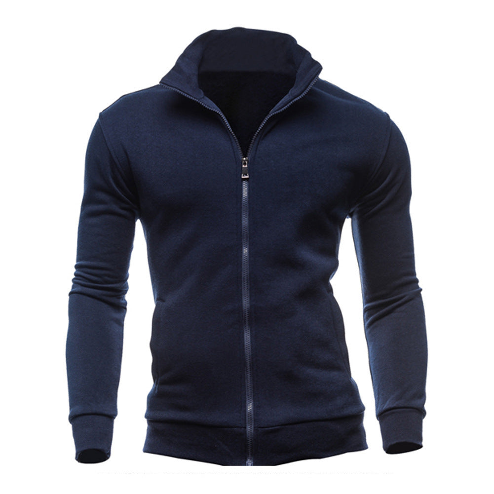Herren sportliche Sweatjacke mit hohem Kragen und durchgehendem Reißverschluss Aliams