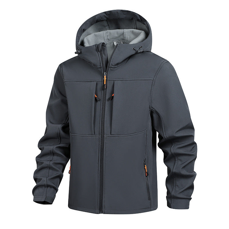 Herren funktionale Outdoor-Jacke mit vielseitigen Taschen und verstellbarem Kapuzensystem Aliams