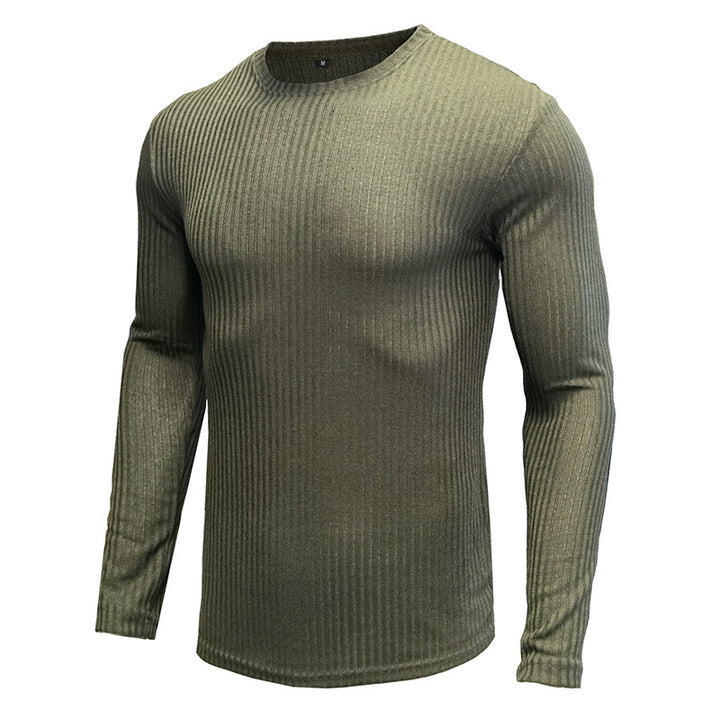 Herren Rippstrick Langarmshirt mit Rundhalsausschnitt Aliams