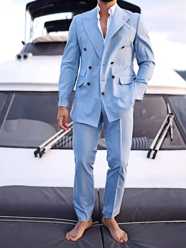 Herren Eleganter Doppelreiher-Anzug im edlen Streifen-Muster Aliams