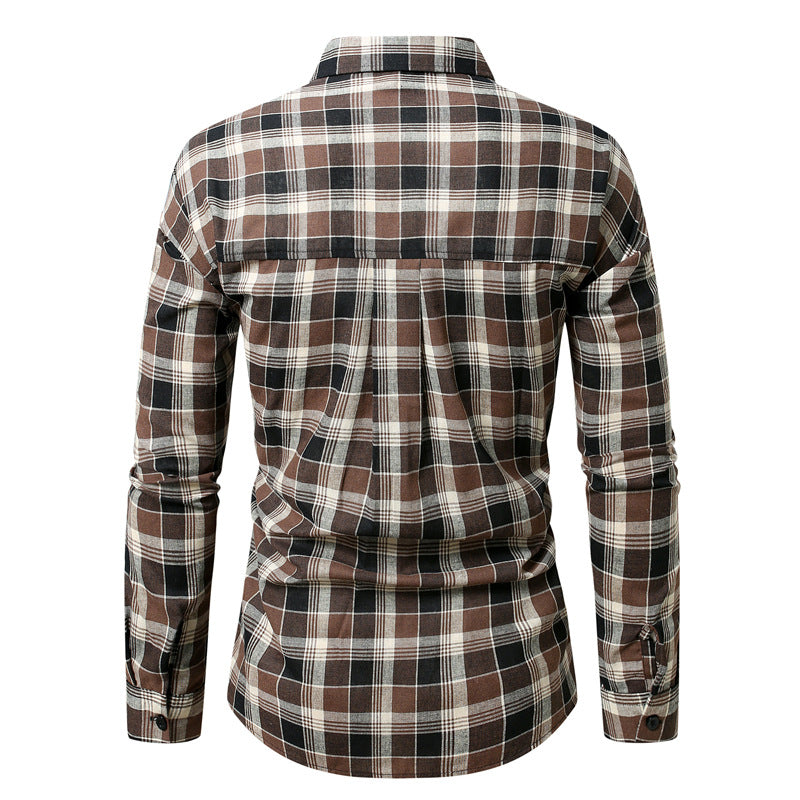 Herren kariertes Langarmhemd aus weichem Flanell Aliams