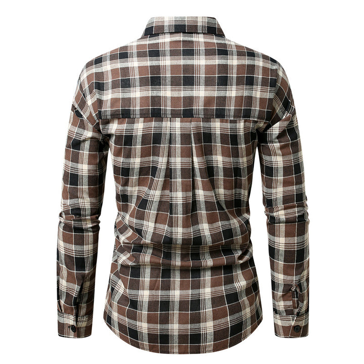 Herren kariertes Langarmhemd aus weichem Flanell Aliams