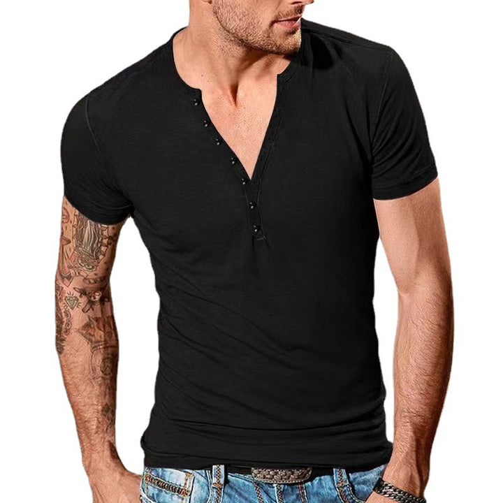 Herren Freizeit Kurzarm Henley T-Shirt Aliams 1752037952