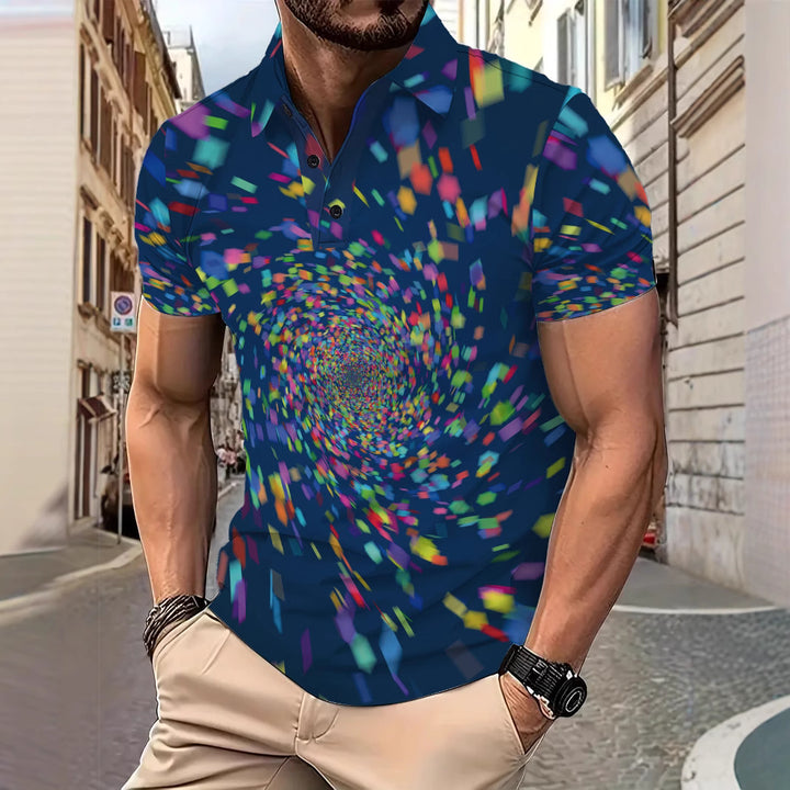 Herren Poloshirt mit spiralartigem Grafikdesign Aliams