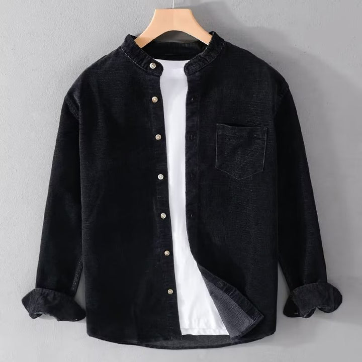Herren Cordhemden mit Mandarin-Kragen und minimalistischem Design Aliams