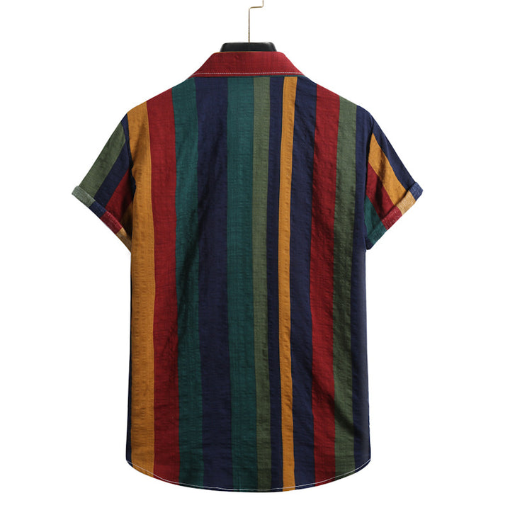 Herren Kurzarmhemd mit auffälligem Streifen-Design und bequemem Schnitt Aliams