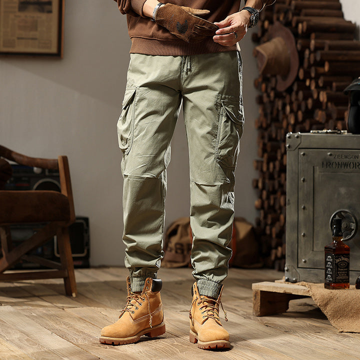 Herren vielseitige Cargo-Hose mit gepolsterten Taschen und elastischem Bund Aliams