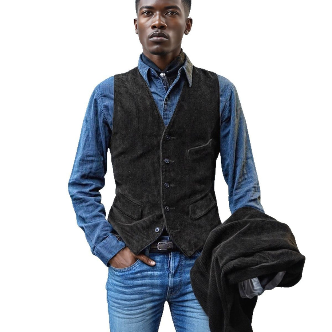 Herren elegante Cordweste mit modernen Taschen Aliams