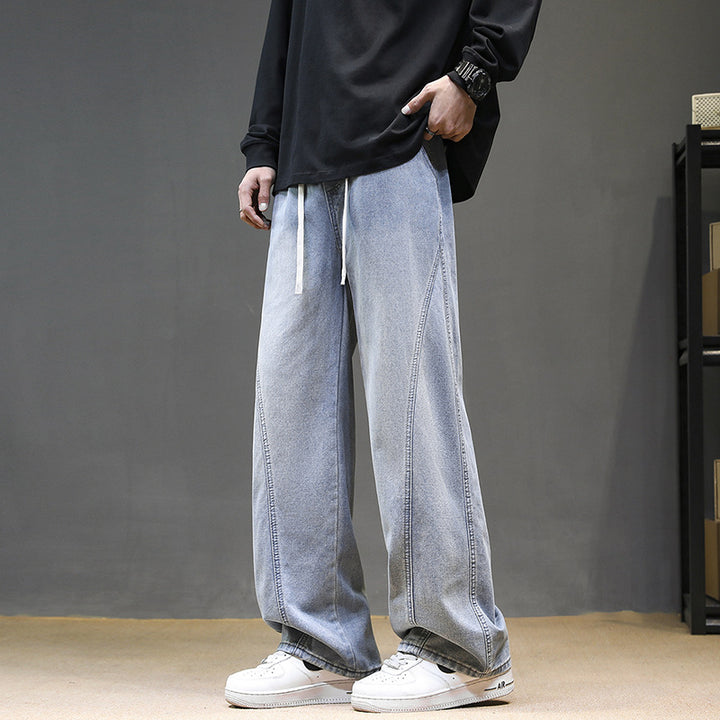 Herren Weitgeschnittene Jeanshose mit elastischem Bund und modernem Design Aliams