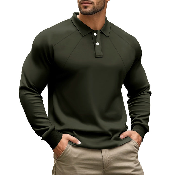 Herren sportliches Langarm-Polohemd mit innovativem Kragen und atmungsaktivem Material Aliams