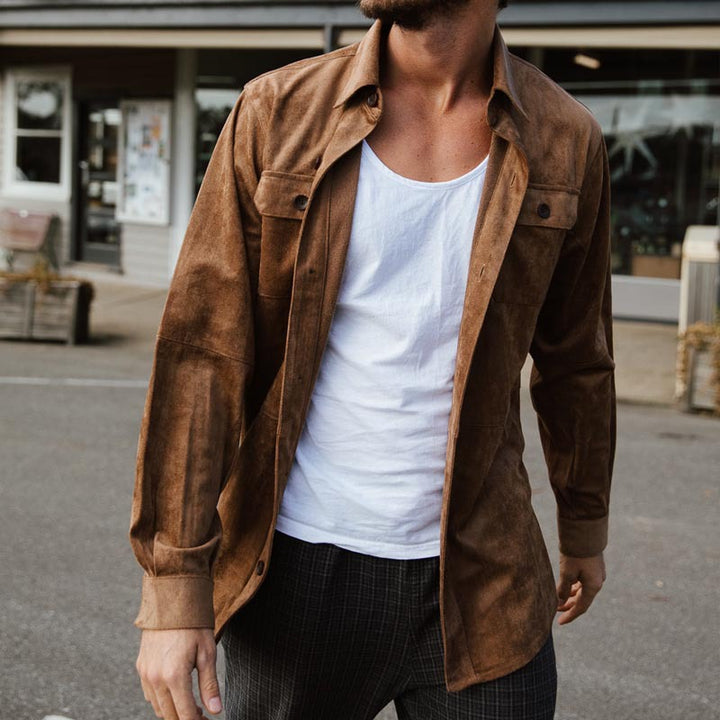 Herren elegante Kurzjacke im lässigen Stil mit zwei Brusttaschen Aliams