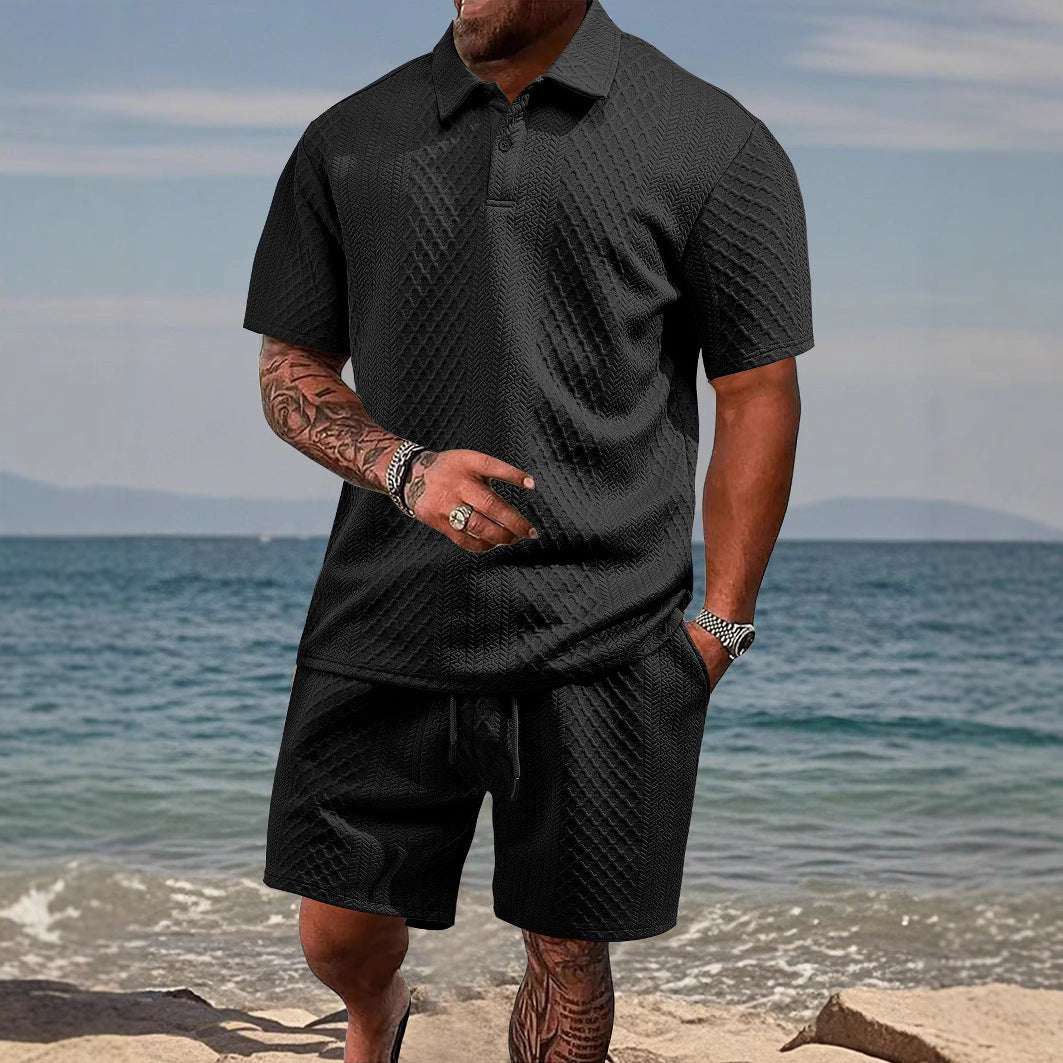 Herren Sportliches Polohemd und Shorts Set Aliams