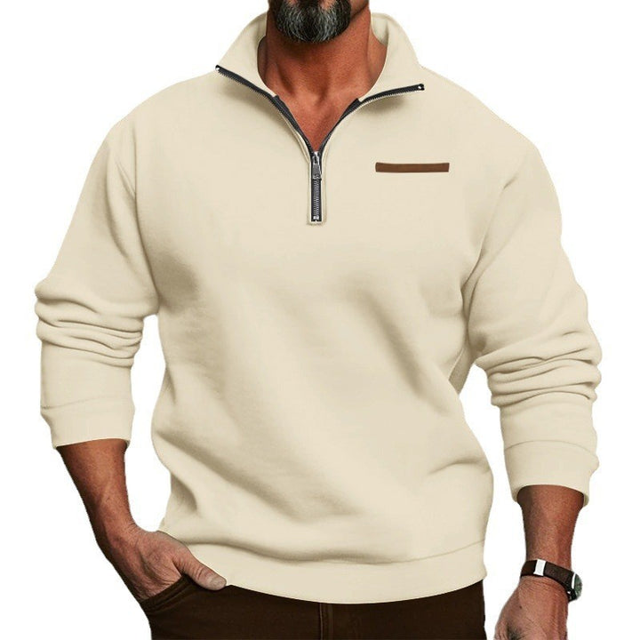 Herren Fleece-Hoodie mit modernem Reißverschluss und hohem Kragen Aliams
