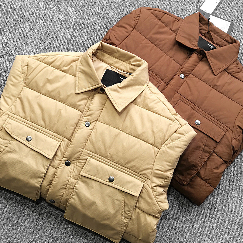 Herren gesteppte Overshirt-Jacke mit praktischen Klappentaschen und robustem Kragen Hedi-Mode