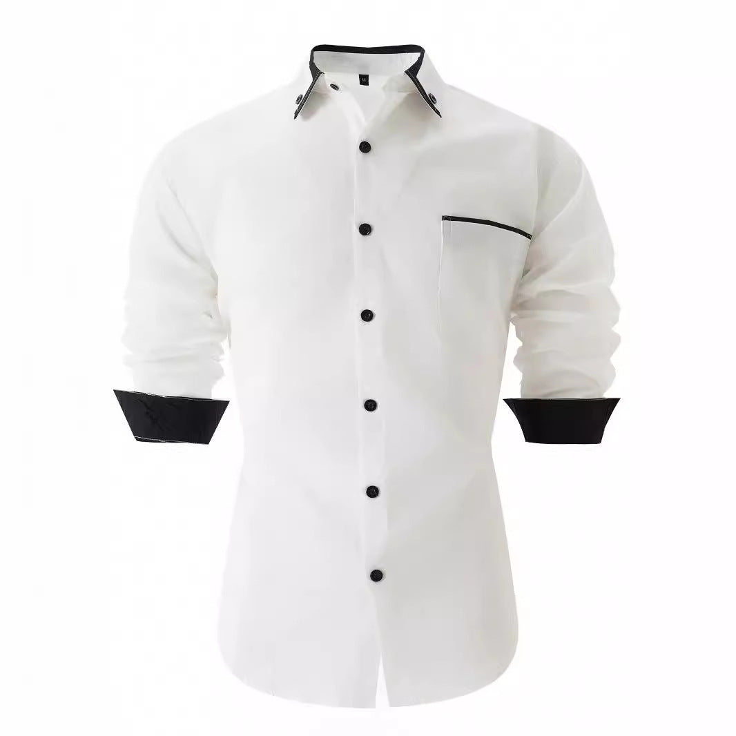 Herren elegantes Langarmhemd mit Kontrastdetails Aliams