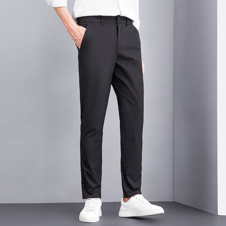 Herren elegante Anzughose mit elastischem Bund und seitlichen Eingrifftaschen Aliams