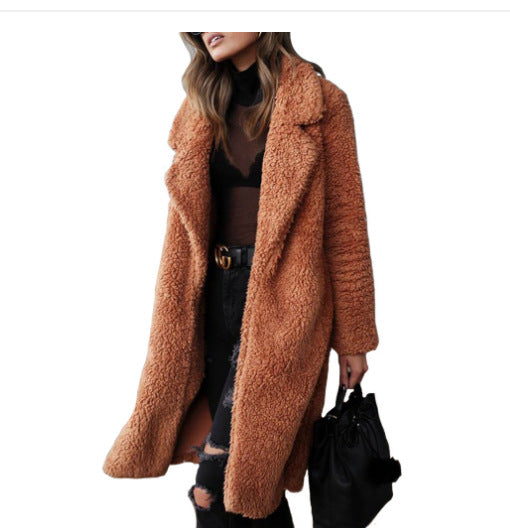 Damen Kuscheliger Teddy-Mantel mit großzügigem Schnitt und zwei praktischen Taschen Aliams