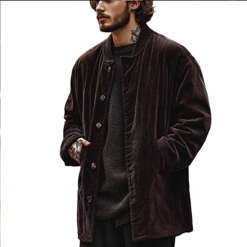 Herren Samtjacke mit Knopfverschluss und praktischen Taschen Aliams