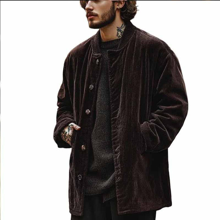 Herren Samtjacke mit Knopfverschluss und praktischen Taschen Aliams