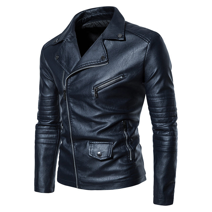 Herren stylische Bikerjacke mit asymmetrischem Reißverschluss und praktischen Taschen Aliams