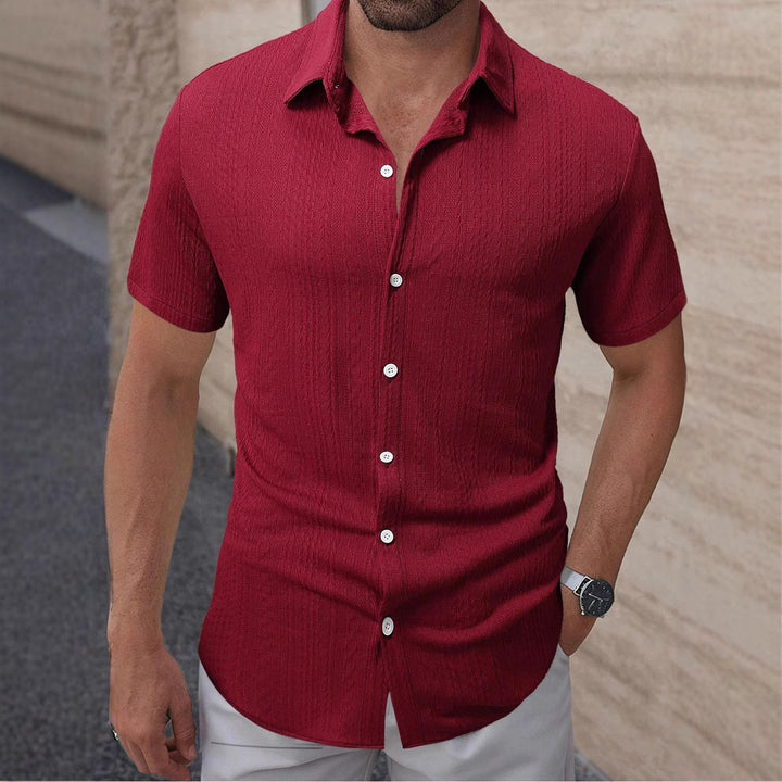 Herren Kurzarm-Hemd mit strukturiertem Muster Aliams