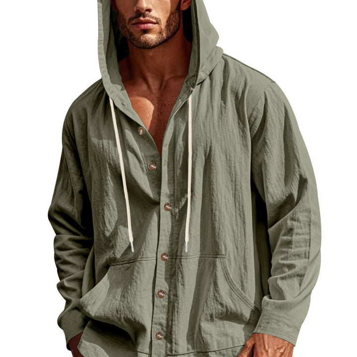 Herren Freizeitjacke mit Kapuze und Knopfverschluss Aliams