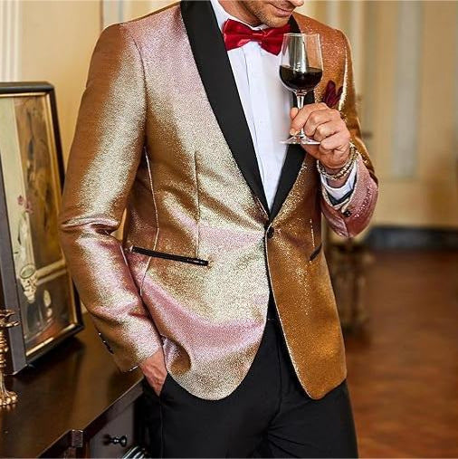 Herren Glänzender Smokingsakko mit klassischen Details Aliams