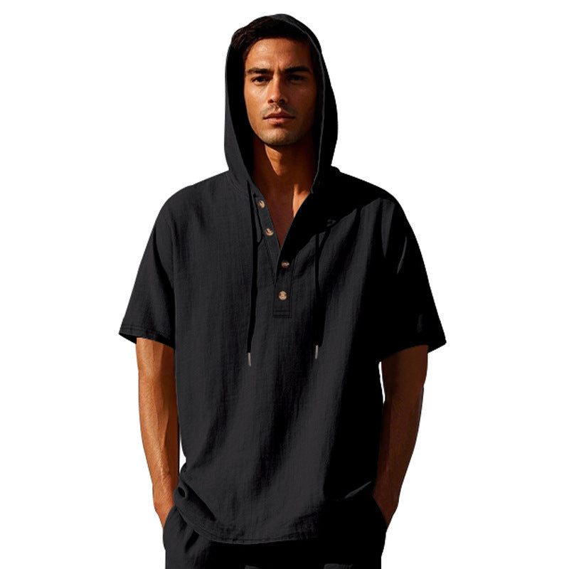 Herren Urbaner Kapuzenshirt mit Knopfleiste und atmungsaktivem Stoff Aliams