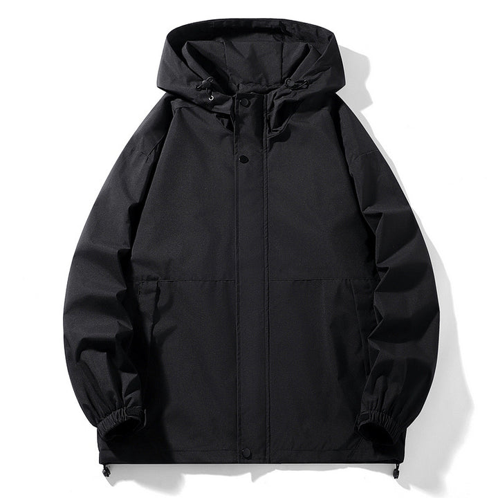 Herren Wasserabweisende Übergangsjacke mit verstellbarer Kapuze und praktischen Taschen Aliams