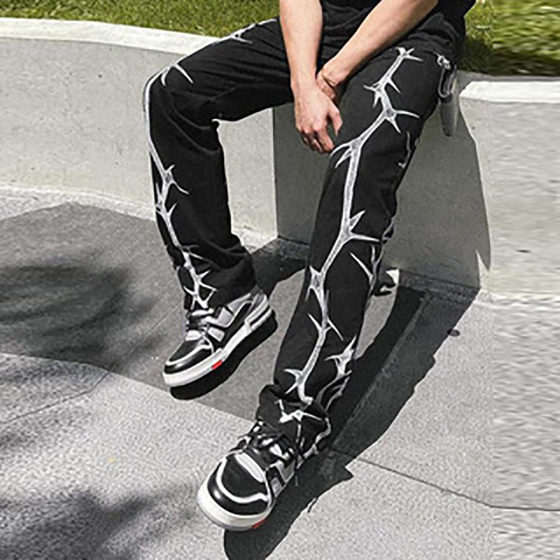 Herren stylische Cargo-Hose mit kreativen Grafikdetails Aliams