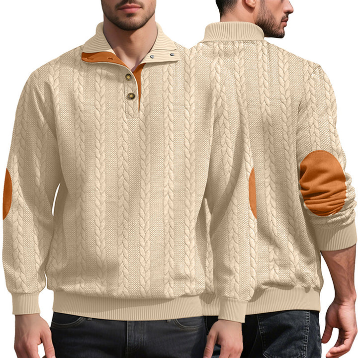 Herren hochwertiger Strickpullover mit modernen Kontrastdetails Aliams