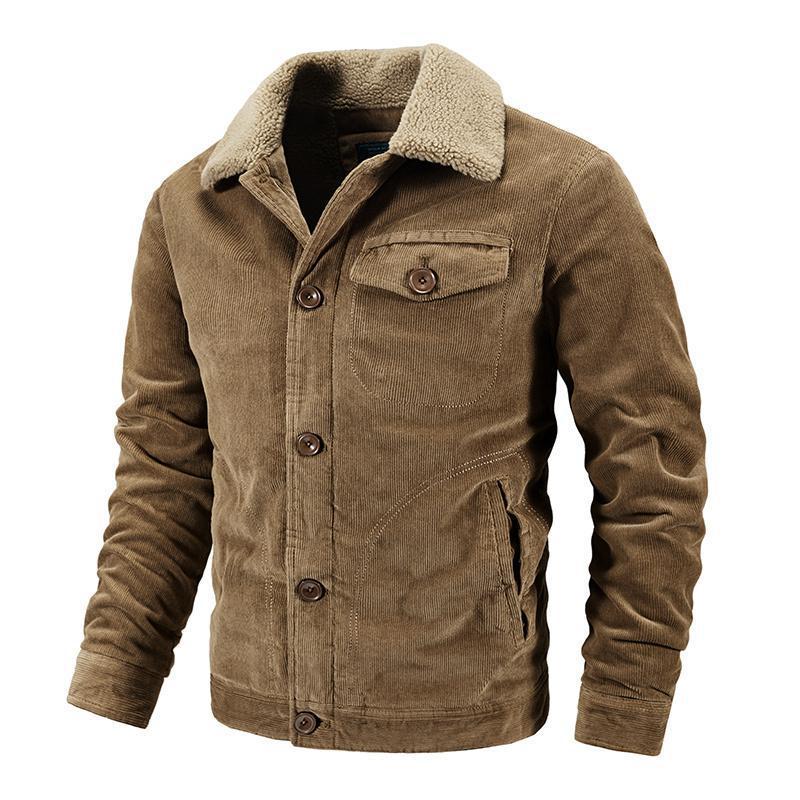Herren Cordjacke mit kuscheligem Kragen und praktischen Taschen Aliams