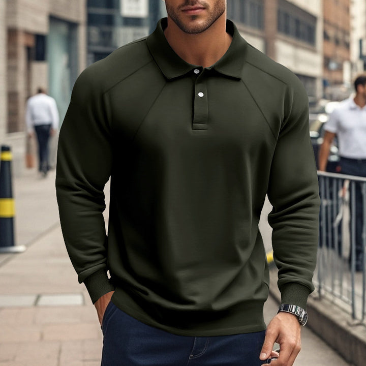Herren Sportliches Langarmpoloshirt mit modernem Strukturdesign und bequemen Bündchen Aliams